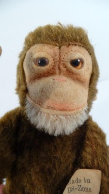 1949 STEIFF JOCKO THE CHIMPANZEE 25CM 10'' HAS MADE IN US ZONE GERMANY CLOTH TAG