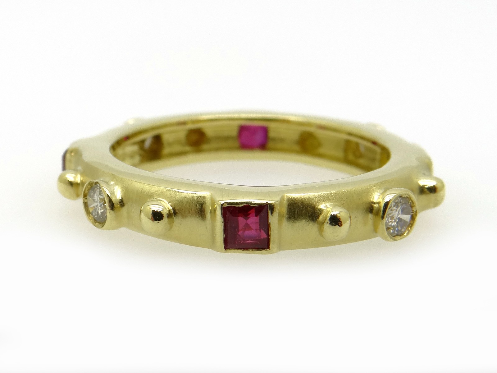 18k Yellow Gold .52ct Ruby Diamond Stack Band Ete… - image 3