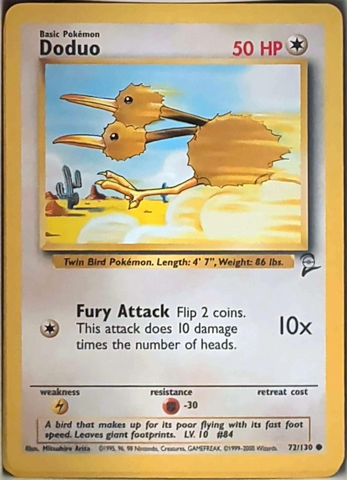 Doduo 72/130 Common Base Set 2 Pokemon Lightly Played