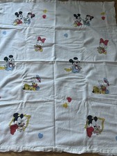VTG Dundee Disney Mickey Minnie Flannel Heart Baby Receiving Crib Blanket  9034