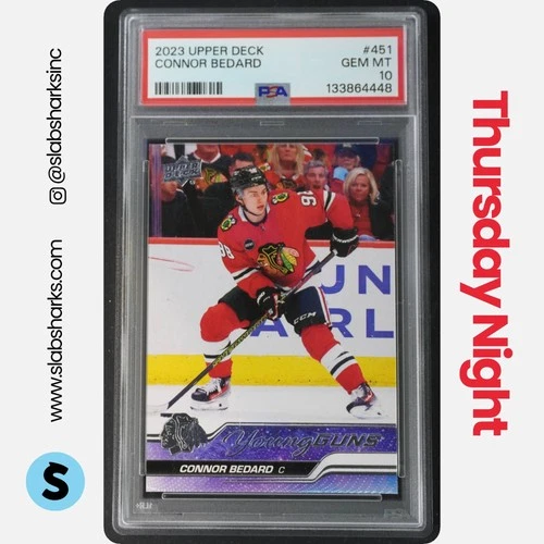 2023 UPPER DECK #451 CONNOR BEDARD YOUNG GUNS RC ROOKIE PSA 10