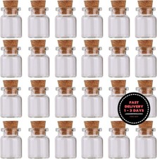 24 mini botellas de vidrio con tapones de corcho de 5 ml para manualidades y