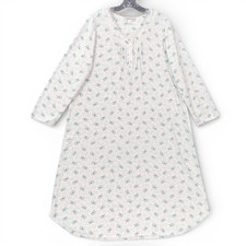 Miss Elaine Floral Nightgown L Long Sleeve Lace Trim Button Front
