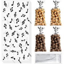 Kosiz 100 Pieces Music Notes Cellophane Goodie Bags Musical Theme Treat Plast...