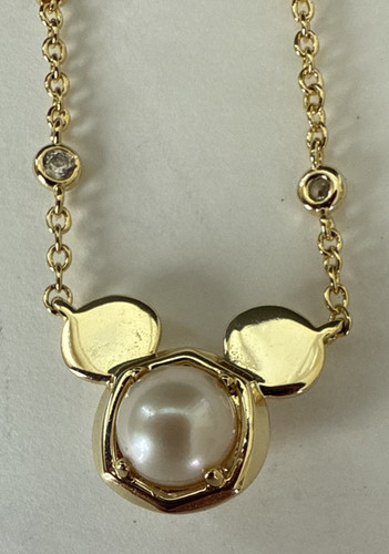 DISNEY KENDRA SCOTT Mickey Mouse Gold Tone Freshwater Pearl & Crystal Necklace
