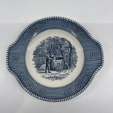 Currier & Ives Vintage 8 Inch Blue Plate With Handles Man By Well