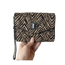 Vera Bradley Wristlet Clutch Wallet Your Turn Smartphone Brown Black  6.25" x 5"