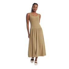 Universal Thread Women's Drop Waist Ribbed Knit Midi Slip Dress - Light Brown L