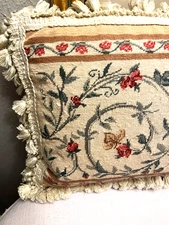 Imperial Elegance Needlepoint Pillow feather insert shabby chic cottage country