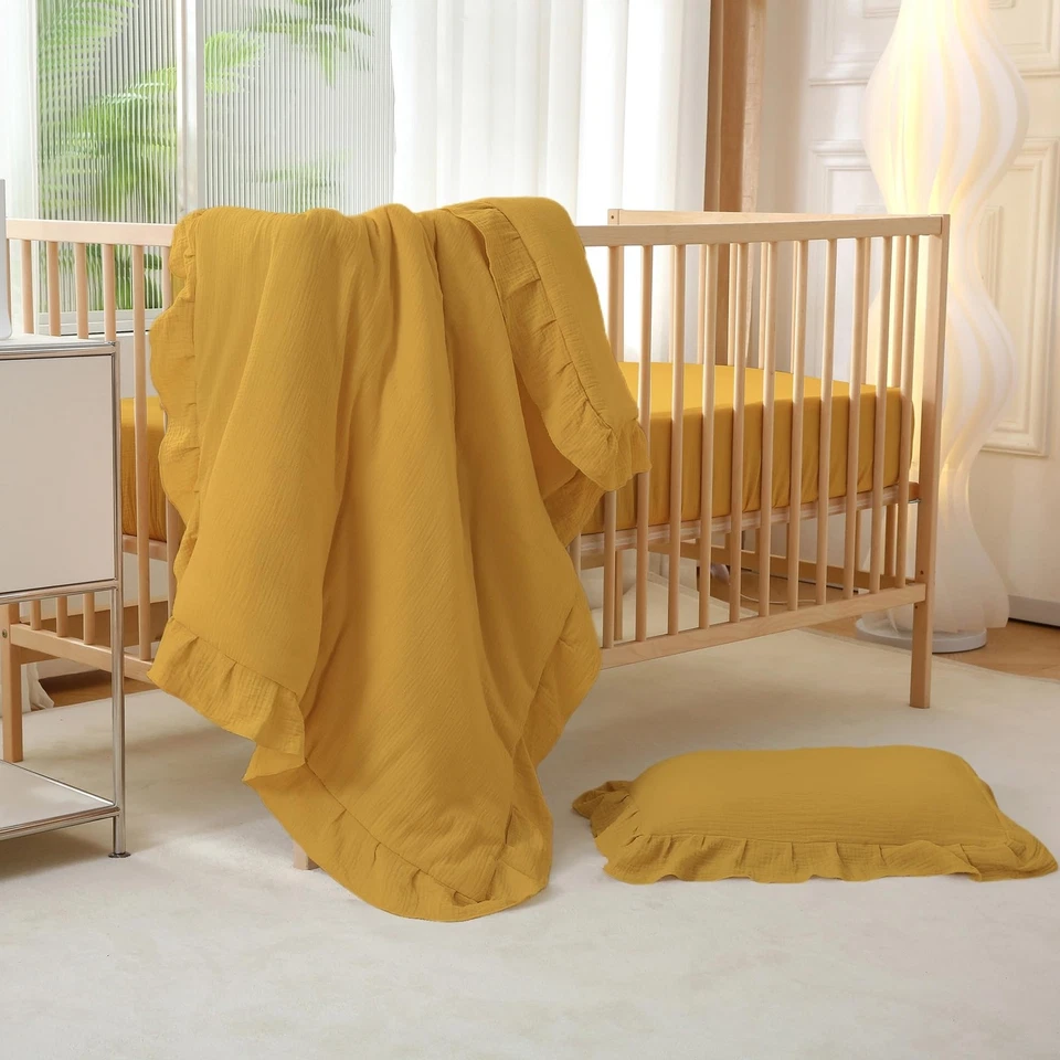 Muslin Cotton 3-Piece Crib Bedding Set for Girls Boys,Ultra Breathable Soft C... - Image 2 of 4
