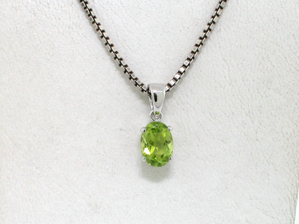 Peridot Anhänger 585 Weißgold 14Kt Gold 1 natürlicher facettierter Peridot - Bild 2 von 4