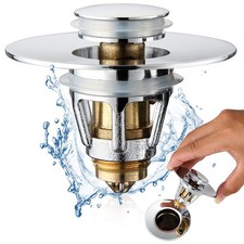 Universal Bathroom Sink Stopper - Stainless Steel Bounce Drain Filter, Chrome