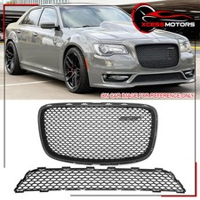 Fits 15-23 Chrysler 300 Srt Style Front Upper Lower Grilles Guard Matte Black