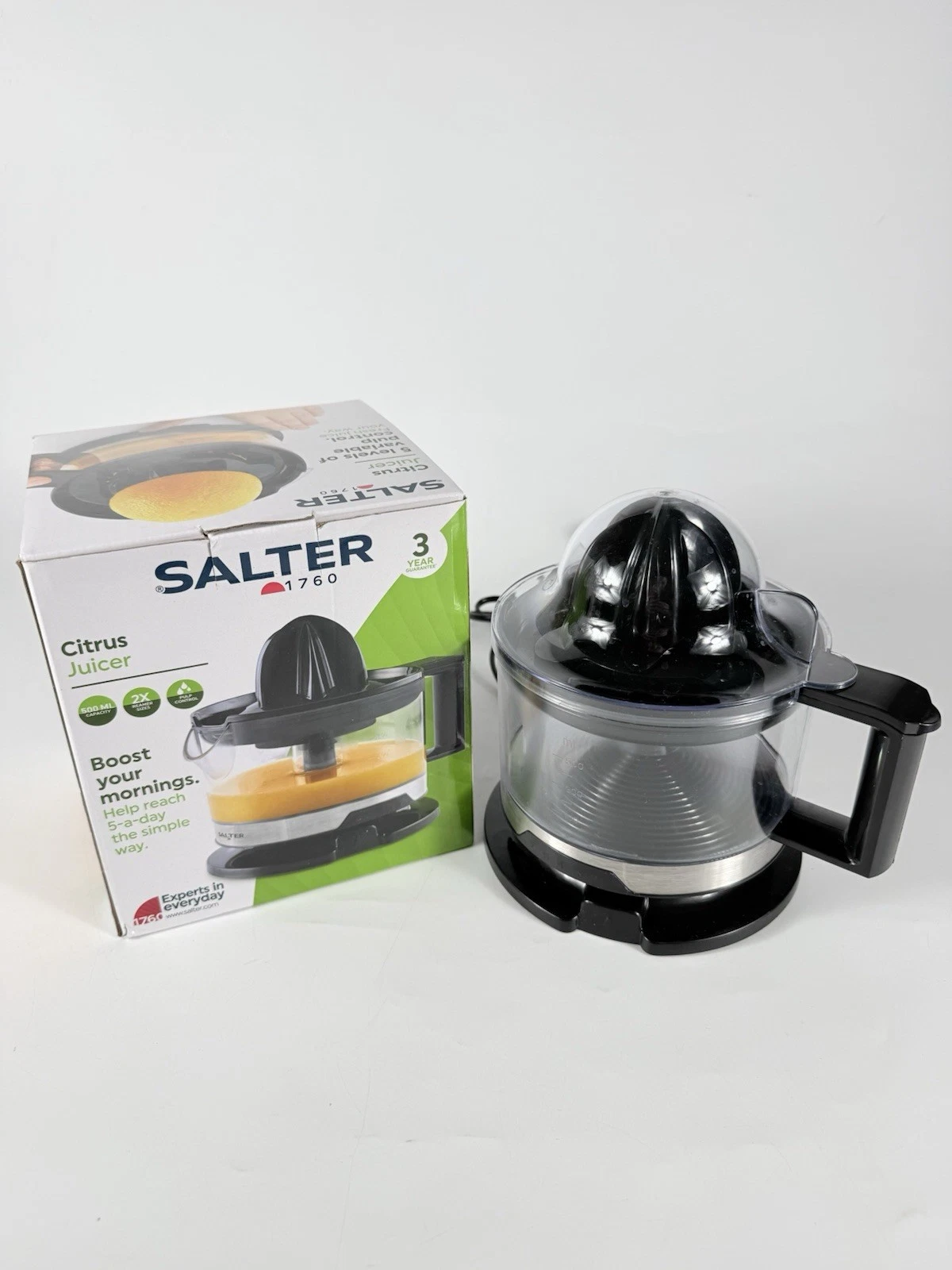 Salter Electric Fruit Juicer Fresh Citrus Juice Extractor, Orange & Lemon, 600ml
