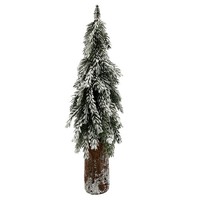 Tannenbaum Auf Holzstamm GrüN/Verschneit Ca. 73 Cm Weihnachten Weihnachtlich