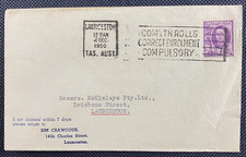 Vintage 1950 Tasmanian Commercial Sim Crawcour Cover To Launceston Tasmania