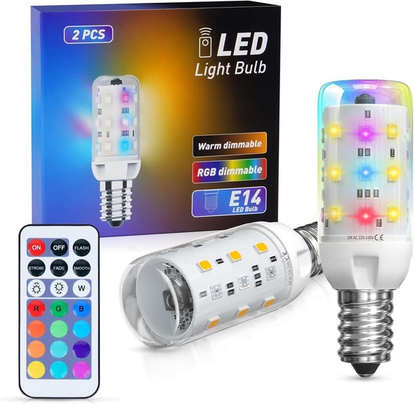LED Farbwechsel GlüHbirne E14 RGB Warmweiß 3000K Dimmbar 150Lumen 2 StüCk-image