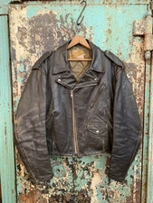Vintage 1960s 1970s Perfecto By Schott Bros. Leather Motorcycle Jacket 48