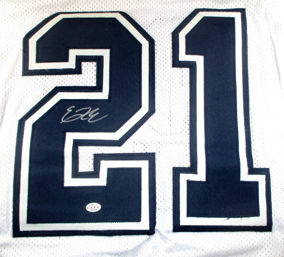 Camiseta de fútbol Ezekiel Elliott/autografiada de los Dallas Cowboys blanca personalizada/certificado de autenticidad Foto 3 de 4