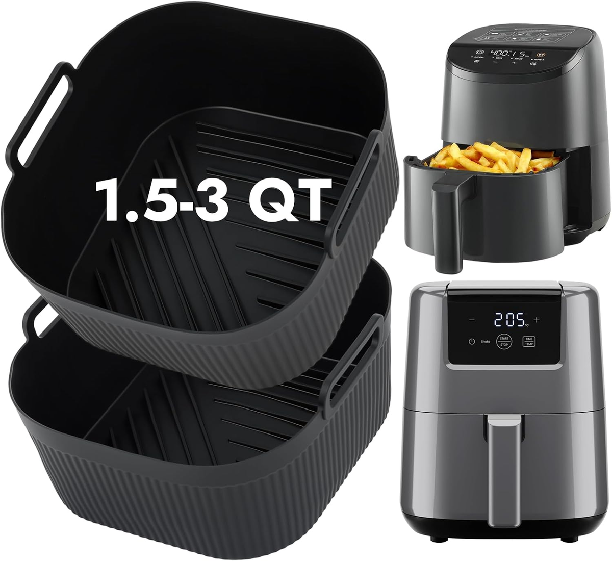BYKITCHEN Airfryer Stampo in silicone per Ninja Double Stack XL friggitrice ad aria calda SL400EU 2 pezzi friggitrice ad aria calda accessori per Ninja SL400EU 9.5L Double Stack, accessori Airfryer