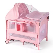 9 in 1 Bedside Bassinet with Changing Table, Pack and Play with Bassinet, Con...
