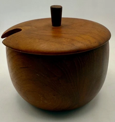 Mid Century "Stako" Sweden Danish Modern Solid Teak Serving Bowl With Lid