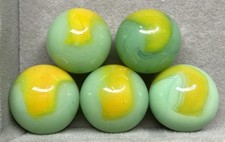 Lot Of 5 Vintage Peltier Peerless Patch Marbles .60 To .65 NM