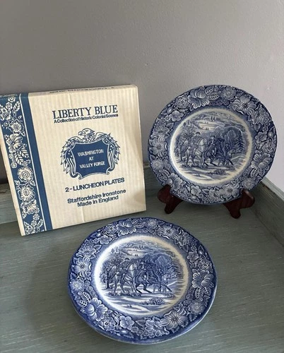 Liberty Blue Staffordshire Lunch Plate Set of 2 In Original Box