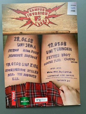 2008 MTV Campus Invasion Jena Kiel Tübingen Fettes Brot Vintage Werbung Reklame