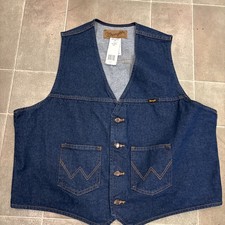 NWT Wrangler Cotton Denim Vest Authentic Western Blue XXL Regular Unlined