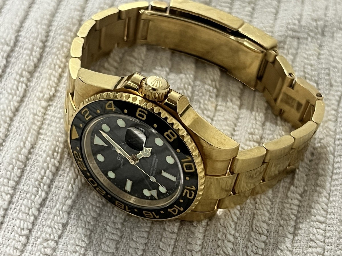 Rolex GMT-Master II 116718LN Gold Oyster Bracelet with Black Bezel