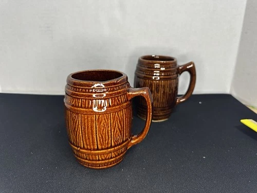 McCoy Brown Barrel Tankard Mug #397 Coffee Cup Beer Stein (and BONUS Mug)