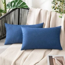 Outdoor Solid Waterproof Throw Pillow Covers Linen Cotton