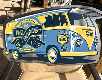 Two Roads Brewing Volkswagen VW Bus Van Metal BEER SIGN Tin Tacker 29''X18'' NEW