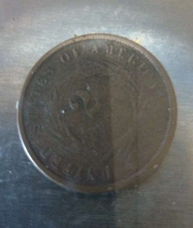  2 Cent Piece Two Cents, Weight off: Is 5.8 G NOT 6.2 === missing Front ... Rare - Image 4 of 4