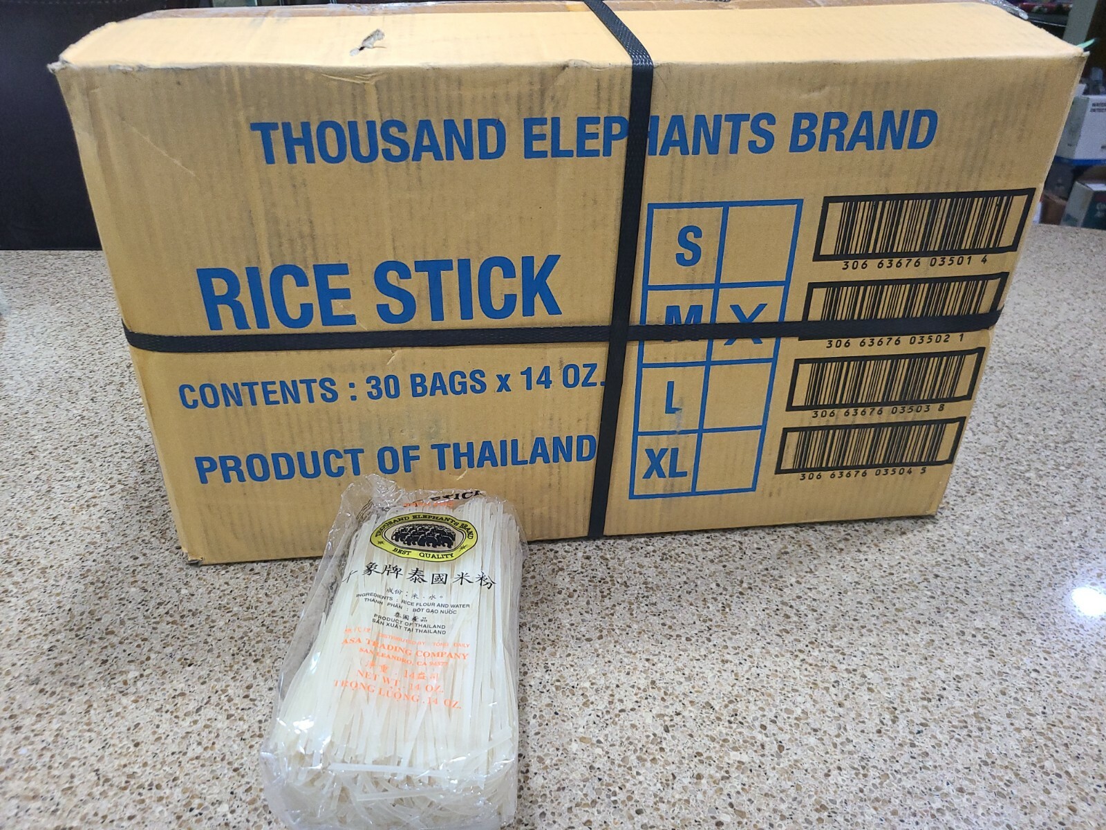 Case of 28 Thousand Elephants BRAND Rice Stick Size Medium M 14 Oz for