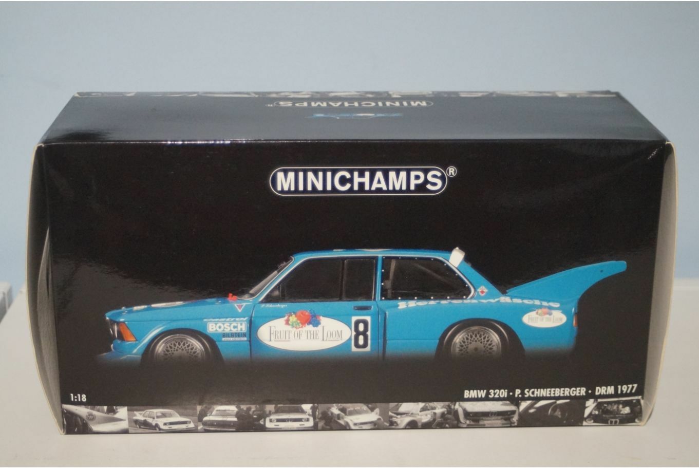 Minichamps BMW 320i DRM 1977 Fruit of the Loom 1:18 180 772108