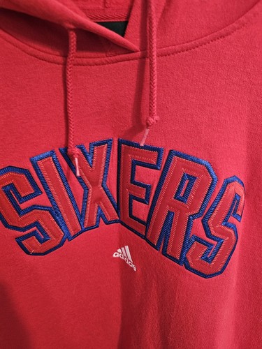 adidas NBA 76ers Red Hoodie Sweatshirt Pullover Size XXL - 第 2/4 張圖片