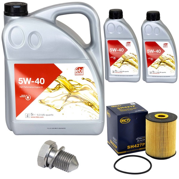 MotoröL Set Febi Sae 5W-40 7 Liter + ÖLfilter + Schraube FüR Vw Touareg Phaeton-image
