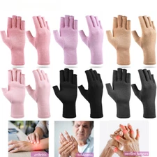 2 Pair Unisex Arthritis Compression Gloves Relieve Muscle Pain Fingerless Gloves