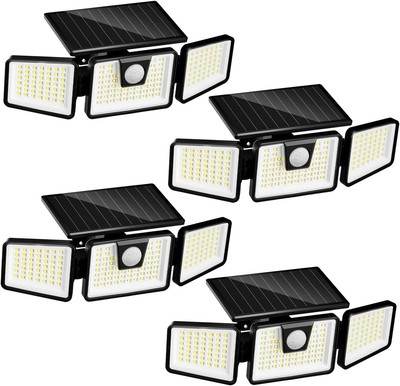 Bright 550 Lumen Solar Motion Sensor Spotlight for Outdoor Spaces   4 Pack