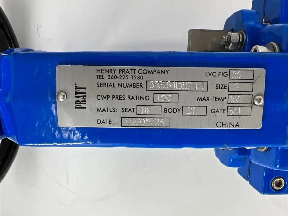 Henry Pratt Knife Gate Valve LVC Figure 53 Size 4" Max TEMP 180F CWP 150PSI - Image 2 of 2