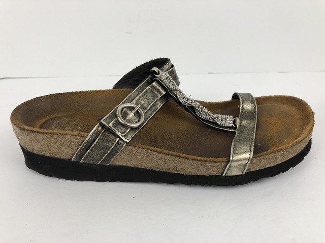 NAOT Malibu Slides Sandals Metallic Rhinestone T Strap Womens Size 38 / US 7 | eBay
