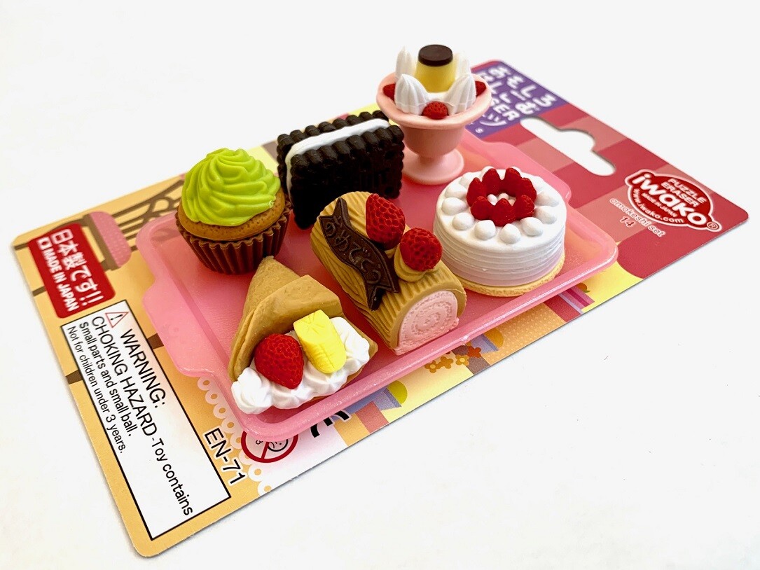 IWAKO Japanese Puzzle Erasers SWEET DESSERT COMBO Blister Card Set