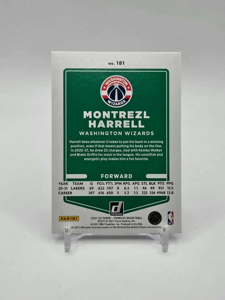 Montrezl Harrell /49 BLUE CHOICE HOLOFOIL 2021-22 Panini Donruss #181 Wizards SP - Image 2 of 2