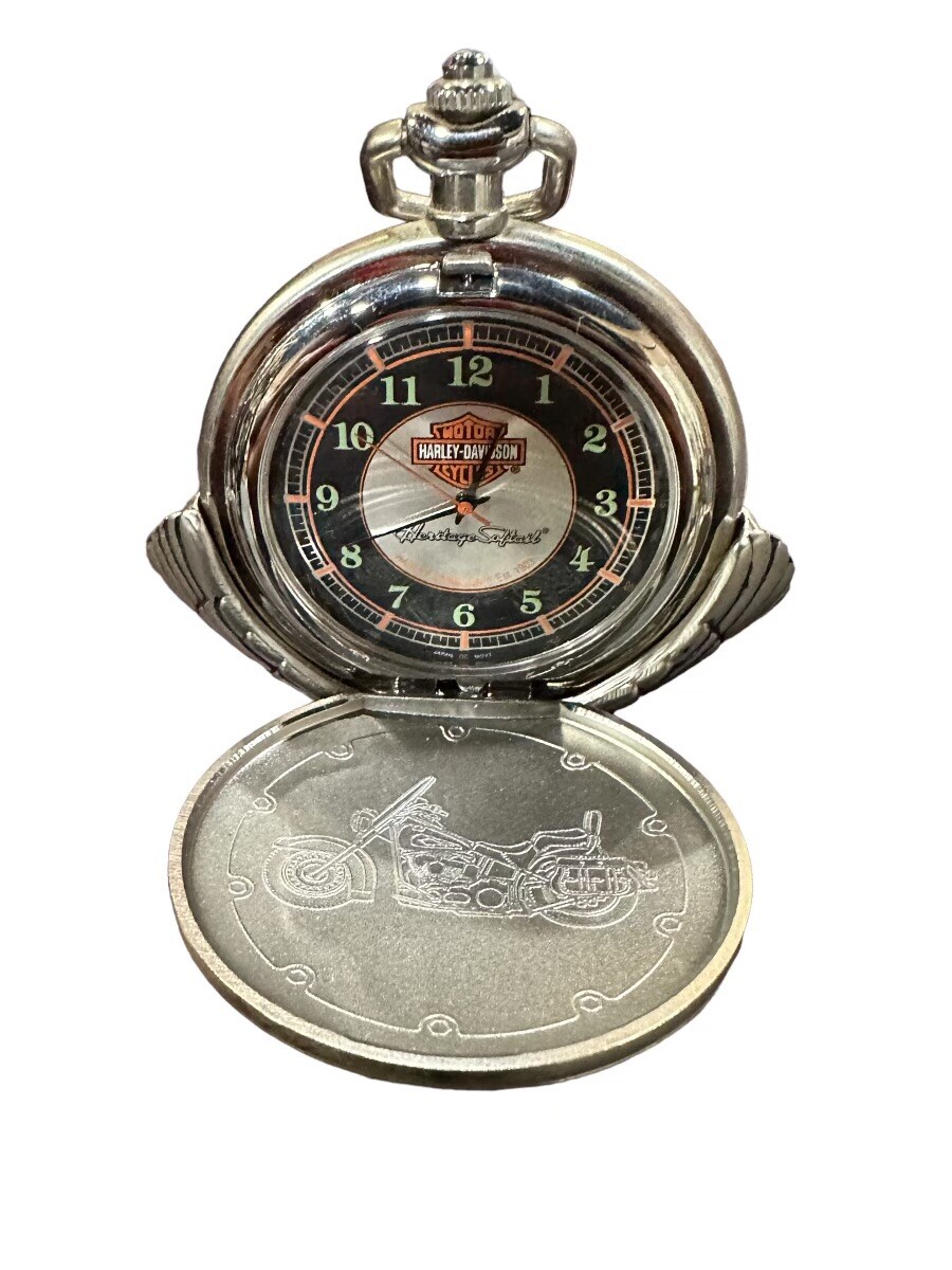 Franklin Mint Harley Davidson MotorCycles Pocket Watch Heritage Softail