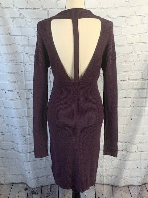 NWT Kaisley Womans Knit Purple Midi Stretch Sweater Dress Open Back Size  Medium | eBay