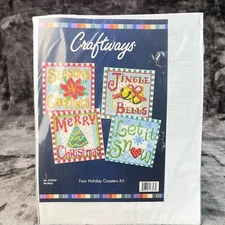 Holiday Coasters Needlepoint Kit NIP Craftways