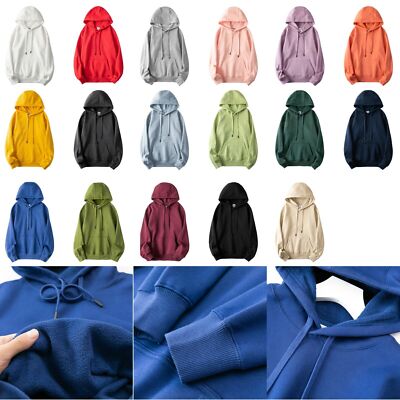 Pullover Hoodie Warm Fleece Sweatshirt Jumper Sweater Jacket Hood Pockets Unisex