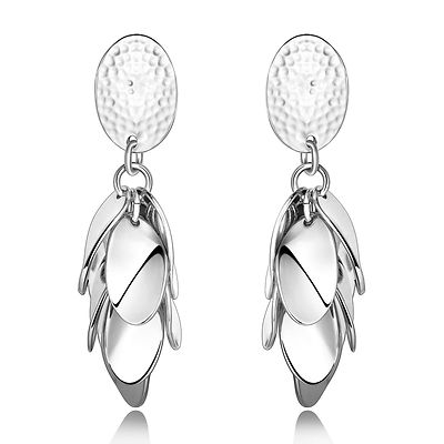 Rose Gold Plated Earrings Drop Dangle Fish Hook Leaf 52'' L265